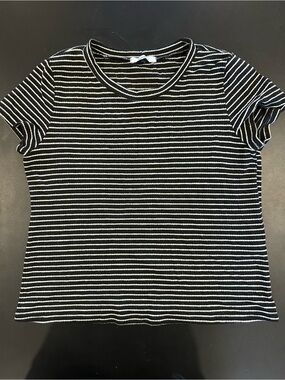 TeenBell Black & White Striped Short Sleeve Tee
